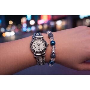 Studio Time Silver Cuff Watch NWT + Beaded Bracelet Set